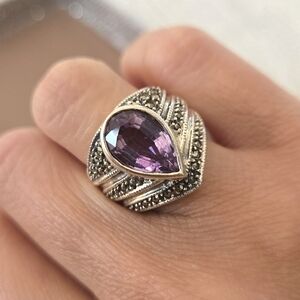 Vintage Judith Jack Sterling Amethyst Ring